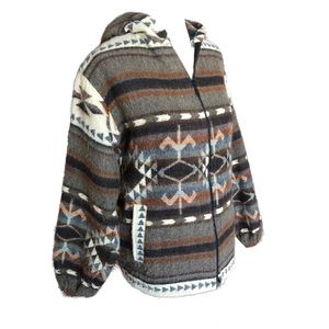 Vintage alpaca wool hoodie sweater Aztec